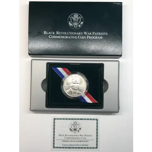 1998-S Black Revolutionary War Patriots Uncirculated Silver Dollar w Box & COA